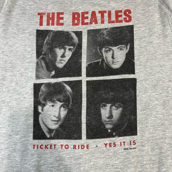 The Beatles Ticket To Ride Yes it Is Long Sleeve Gray Pullover Sz S - Picture 3 of 4